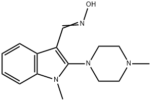 (E)-N-{[1-methyl-2-(4-methylpiperazin-1-yl)-1H-indol-3-yl]methylidene}hydroxylamine Struktur