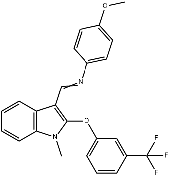 (1E)-N-(4-methoxyphenyl)-1-{1-methyl-2-[3-(trifluoromethyl)phenoxy]-1H-indol-3-yl}methanimine Struktur