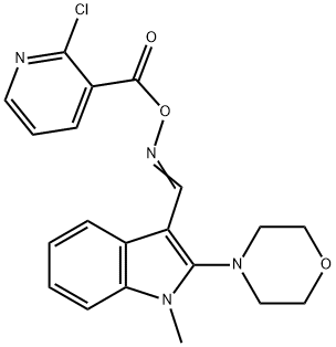 (E)-{[1-methyl-2-(morpholin-4-yl)-1H-indol-3-yl]methylidene}amino 2-chloropyridine-3-carboxylate Struktur