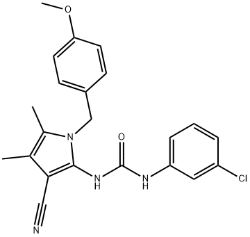 1-(3-chlorophenyl)-3-{3-cyano-1-[(4-methoxyphenyl)methyl]-4,5-dimethyl-1H-pyrrol-2-yl}urea Struktur