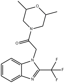 1-(2,6-dimethylmorpholin-4-yl)-2-[2-(trifluoromethyl)-1H-1,3-benzodiazol-1-yl]ethan-1-one Struktur