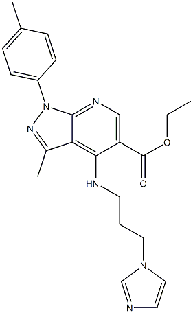 ethyl 4-{[3-(1H-imidazol-1-yl)propyl]amino}-3-methyl-1-(4-methylphenyl)-1H-pyrazolo[3,4-b]pyridine-5-carboxylate Struktur