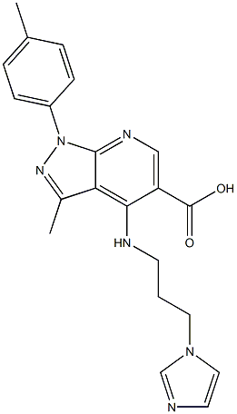 4-{[3-(1H-imidazol-1-yl)propyl]amino}-3-methyl-1-(4-methylphenyl)-1H-pyrazolo[3,4-b]pyridine-5-carboxylic acid Struktur