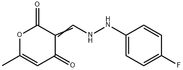 (3Z)-3-{[2-(4-fluorophenyl)hydrazin-1-yl]methylidene}-6-methyl-3,4-dihydro-2H-pyran-2,4-dione Struktur