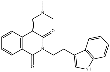 (4Z)-4-[(dimethylamino)methylidene]-2-[2-(1H-indol-3-yl)ethyl]-1,2,3,4-tetrahydroisoquinoline-1,3-dione Struktur