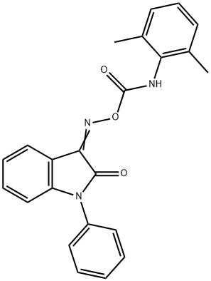 [(3Z)-2-oxo-1-phenyl-2,3-dihydro-1H-indol-3-ylidene]amino N-(2,6-dimethylphenyl)carbamate Structure