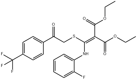 1,3-diethyl 2-{[(2-fluorophenyl)amino]({2-oxo-2-[4-(trifluoromethyl)phenyl]ethyl}sulfanyl)methylidene}propanedioate Struktur