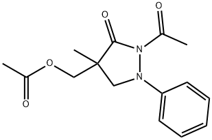 (2-acetyl-4-methyl-3-oxo-1-phenylpyrazolidin-4-yl)methyl acetate Struktur