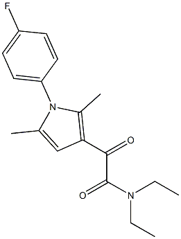 N,N-diethyl-2-[1-(4-fluorophenyl)-2,5-dimethyl-1H-pyrrol-3-yl]-2-oxoacetamide Struktur