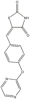 (5E)-5-{[4-(pyrazin-2-yloxy)phenyl]methylidene}-1,3-thiazolidine-2,4-dione Struktur