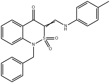 (3Z)-1-benzyl-3-{[(4-methylphenyl)amino]methylidene}-3,4-dihydro-1H-2lambda6,1-benzothiazine-2,2,4-trione Struktur