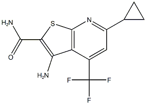 3-amino-6-cyclopropyl-4-(trifluoromethyl)thieno[2,3-b]pyridine-2-carboxamide Struktur