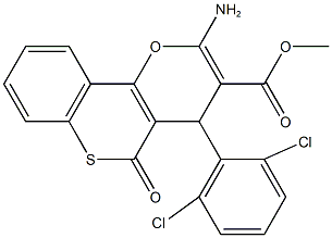 methyl 2-amino-4-(2,6-dichlorophenyl)-5-oxo-4H,5H-thiochromeno[4,3-b]pyran-3-carboxylate Struktur