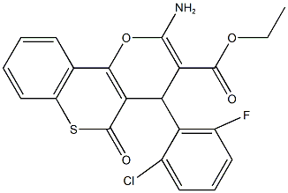 ethyl 2-amino-4-(2-chloro-6-fluorophenyl)-5-oxo-4H,5H-thiochromeno[4,3-b]pyran-3-carboxylate Struktur