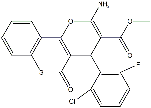 methyl 2-amino-4-(2-chloro-6-fluorophenyl)-5-oxo-4H,5H-thiochromeno[4,3-b]pyran-3-carboxylate Struktur