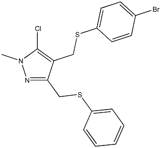 4-{[(4-bromophenyl)sulfanyl]methyl}-5-chloro-1-methyl-3-[(phenylsulfanyl)methyl]-1H-pyrazole Struktur