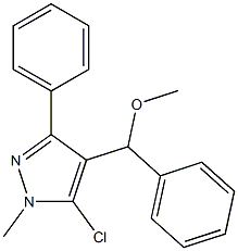 5-chloro-4-[methoxy(phenyl)methyl]-1-methyl-3-phenyl-1H-pyrazole Struktur