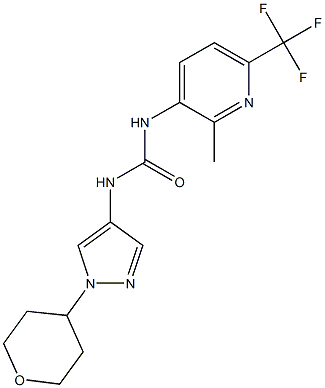 1-[2-methyl-6-(trifluoromethyl)pyridin-3-yl]-3-[1-(oxan-4-yl)-1H-pyrazol-4-yl]urea Struktur