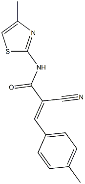 (2E)-2-cyano-3-(4-methylphenyl)-N-(4-methyl-1,3-thiazol-2-yl)acrylamide Struktur