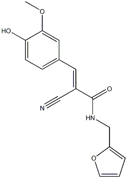 (2E)-2-cyano-N-[(furan-2-yl)methyl]-3-(4-hydroxy-3-methoxyphenyl)prop-2-enamide Struktur