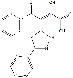 (2Z)-2-hydroxy-4-oxo-4-(pyridin-2-yl)-3-[3-(pyridin-2-yl)-4,5-dihydro-1H-pyrazol-5-yl]but-2-enoic acid Struktur