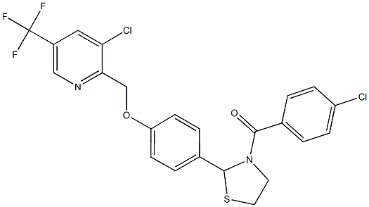 (4-chlorophenyl)[2-(4-{[3-chloro-5-(trifluoromethyl)-2-pyridinyl]methoxy}phenyl)-1,3-thiazolan-3-yl]methanone Struktur