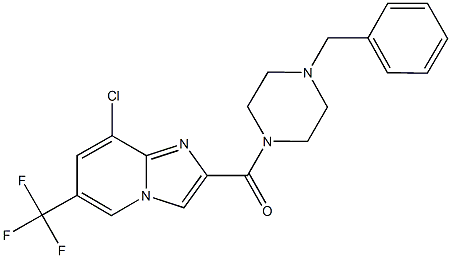 (4-benzylpiperazino)[8-chloro-6-(trifluoromethyl)imidazo[1,2-a]pyridin-2-yl]methanone Struktur