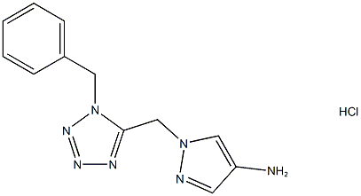 1-[(1-benzyl-1H-1,2,3,4-tetrazol-5-yl)methyl]-1H-pyrazol-4-amine hydrochloride Struktur