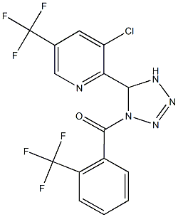 {5-[3-chloro-5-(trifluoromethyl)-2-pyridinyl]-4,5-dihydro-1H-1,2,3,4-tetraazol-1-yl}[2-(trifluoromethyl)phenyl]methanone Struktur