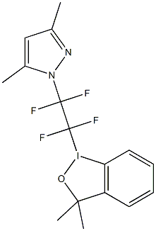 1-(2,4-dimethylpyrazole tetrafluoroethyl)-3,3-dimethyl-1,2-benziodoxole Struktur