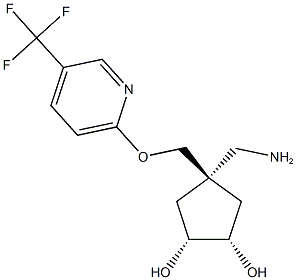 (1R,2S,4s)-4-(aminomethyl)-4-((5-(trifluoromethyl)pyridin-2-yloxy)methyl)cyclopentane-1,2-diol Struktur