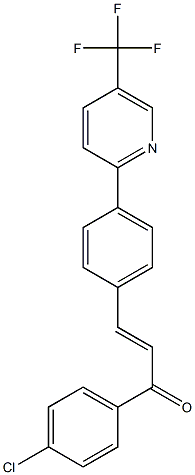 (2E)-1-(4-chlorophenyl)-3-{4-[5-(trifluoromethyl)pyridin-2-yl]phenyl}prop-2-en-1-one Structure