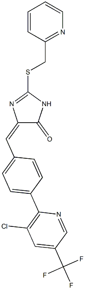 (4E)-4-({4-[3-chloro-5-(trifluoromethyl)pyridin-2-yl]phenyl}methylidene)-2-{[(pyridin-2-yl)methyl]sulfanyl}-4,5-dihydro-1H-imidazol-5-one Structure