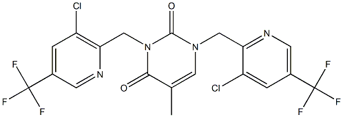 1,3-bis({[3-chloro-5-(trifluoromethyl)pyridin-2-yl]methyl})-5-methyl-1,2,3,4-tetrahydropyrimidine-2,4-dione Struktur