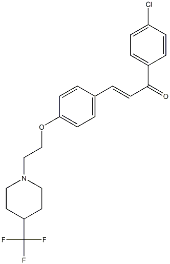 (2E)-1-(4-chlorophenyl)-3-(4-{2-[4-(trifluoromethyl)piperidin-1-yl]ethoxy}phenyl)prop-2-en-1-one Struktur