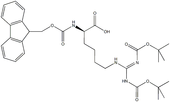 N-alpha-(9-Fluorenylmethyloxycarbonyl)-N,N-bis(t-butyloxycarbonyl)-D-homoarginine Struktur