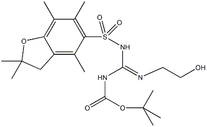 2-(Boc,Pbf-amidino)ethanol, 2-[N-t-Butyloxycarbonyl-N-(2,2,4,6,7-pentamethyldihydrobenzofuran-5-sulfonyl)amidino]ethanol Struktur