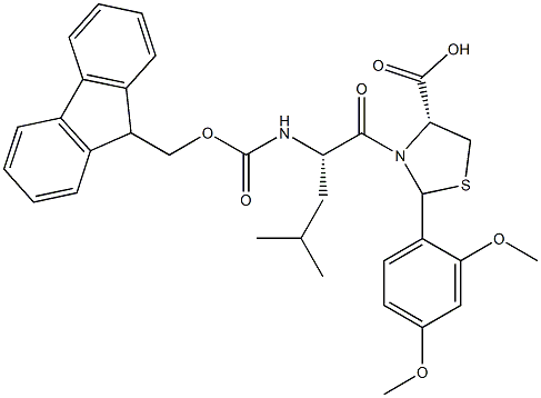 Fmoc-L-Leu-L-Cys[PSI(Dmp,H)pro]-OH Struktur