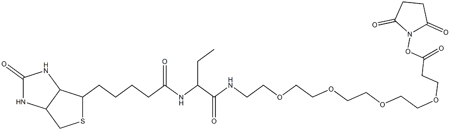 18-Biotinamino-17-oxo-4,7,10,13-tetraoxa-16-azaicosan-1-oic acid succinimidyl ester Struktur