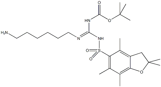 2-(Boc,Pbf-amidino)hexylamine, 2-[N-t-Butyloxycarbonyl-N-(2,2,4,6,7-pentamethyldihydrobenzofuran-5-sulfonyl)amidino]hexylamine hydrochloride Struktur