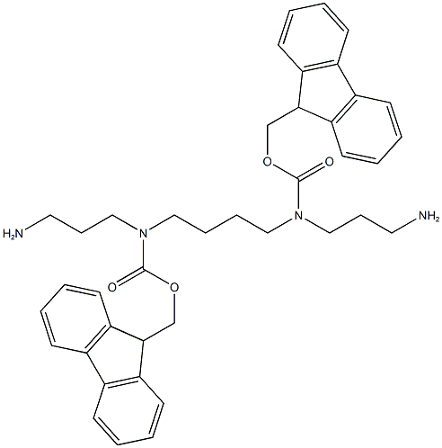 N2,N3-Bis-(9-fluorenylmethyloxycarbonyl)-1,5,10,14-tetra-aza-quatrodecan dihydrochloride Struktur