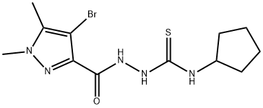 1-[(4-bromo-1,5-dimethylpyrazole-3-carbonyl)amino]-3-cyclopentylthiourea Struktur