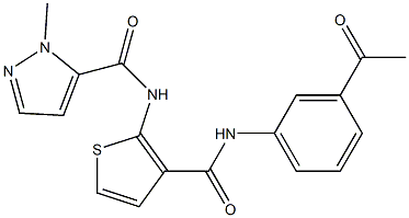 N-[3-[(3-acetylphenyl)carbamoyl]thiophen-2-yl]-2-methylpyrazole-3-carboxamide Struktur