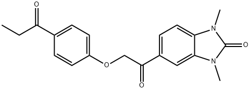 1,3-dimethyl-5-[2-(4-propanoylphenoxy)acetyl]benzimidazol-2-one Struktur