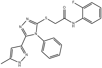 N-(2-fluorophenyl)-2-[[5-(5-methyl-1H-pyrazol-3-yl)-4-phenyl-1,2,4-triazol-3-yl]sulfanyl]acetamide Struktur