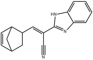 (E)-2-(1H-benzimidazol-2-yl)-3-(5-bicyclo[2.2.1]hept-2-enyl)prop-2-enenitrile Struktur