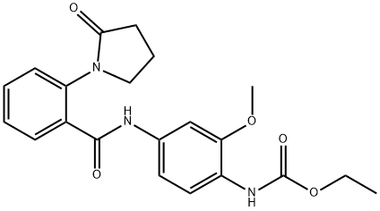 ethyl N-[2-methoxy-4-[[2-(2-oxopyrrolidin-1-yl)benzoyl]amino]phenyl]carbamate Struktur