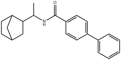 N-[1-(3-bicyclo[2.2.1]heptanyl)ethyl]-4-phenylbenzamide Struktur