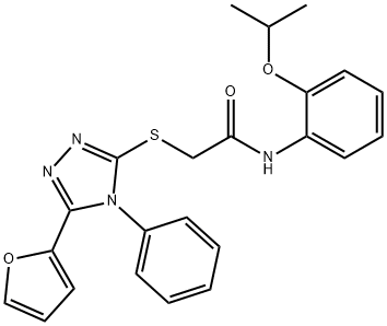 2-[[5-(furan-2-yl)-4-phenyl-1,2,4-triazol-3-yl]sulfanyl]-N-(2-propan-2-yloxyphenyl)acetamide Struktur