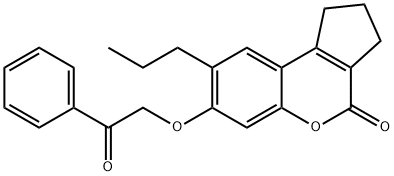 7-phenacyloxy-8-propyl-2,3-dihydro-1H-cyclopenta[c]chromen-4-one Struktur